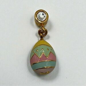 Vintage Danbury Mint Signed Gold-Tone Pastel Easter Egg Dangle Charm/Pendant
